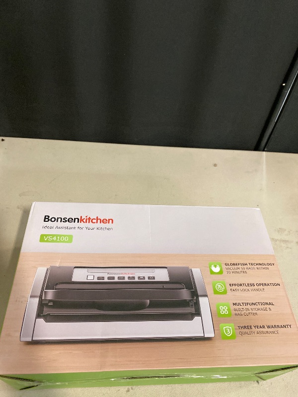 Photo 1 of Bonsenkitchen Vacuum Sealer Machine, Globefish Technology for Perfect Vacuum Sealing, Powerful Low-Noise Food Vacuum Sealer with Easy Handle Design, Built-in Cutter and Bag Storage, 2 Bag Rolls