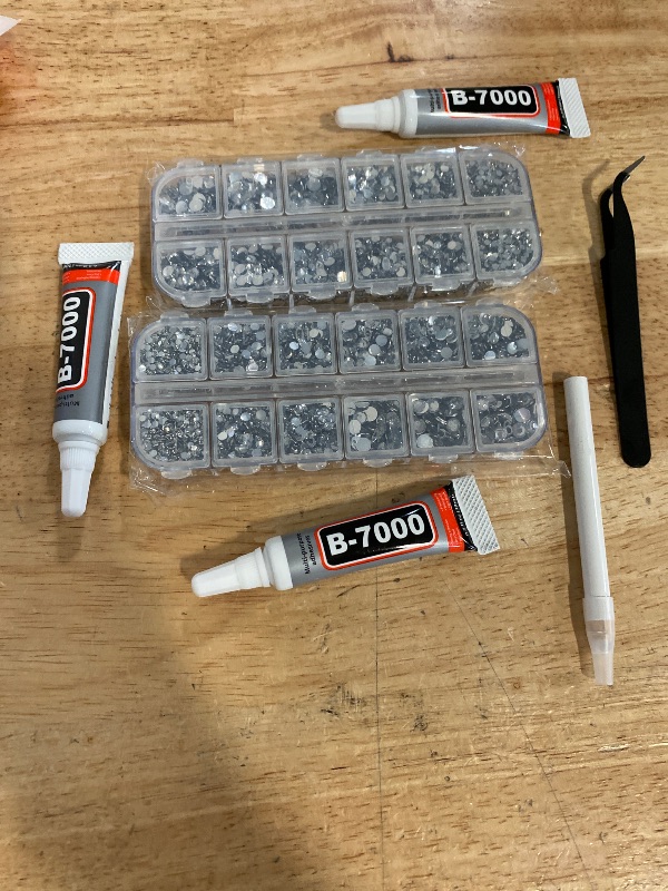 Photo 1 of 12100Pcs Silver Clear Rhinestones for Crafting with B7000 Jewelry Glue, 2 Boxes Resin Flatback Crystals Diamonds for Bedazzling Crafts DIY Clothing Shoes Gems for Nail Art Makeup