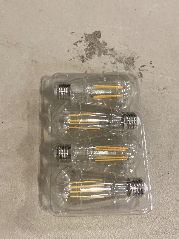 Photo 1 of PARTPHONER LED Light Bulbs Dimmable Vintage Edison Bulb, E26 LED Bulb 60W Equivalent 720 Lumens, Neutral White 4000K, ST58 Antique LED Filament Bulb CRI 85+, Clear Glass, Pack of 4