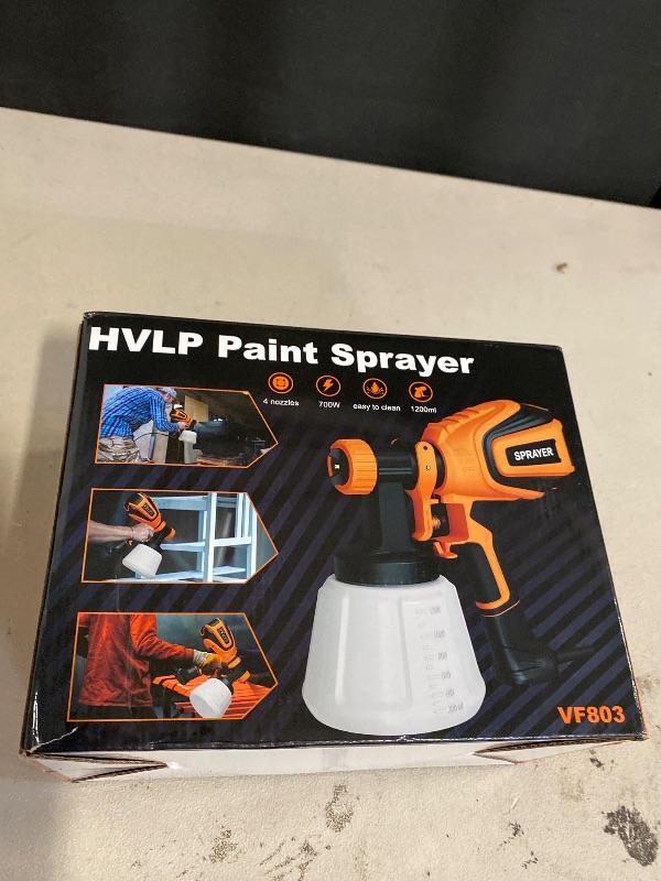 Photo 1 of VONFORN Paint Sprayer, 700W HVLP Spray Gun with Cleaning & Blowing Joints, 4 Nozzles and 3 Patterns, Easy to Clean, for Furniture, Cabinets, Fence, Walls, Door, Garden Chairs etc. VF803 Orange