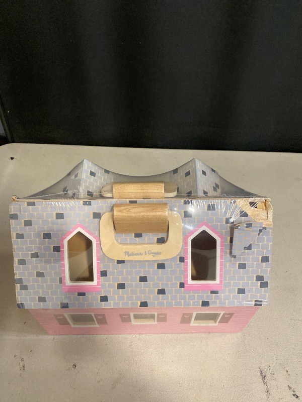 Photo 1 of Melissa & Doug Fold and Go Wooden Dollhouse With 2 Dolls and Wooden Furniture,Multi,One Size