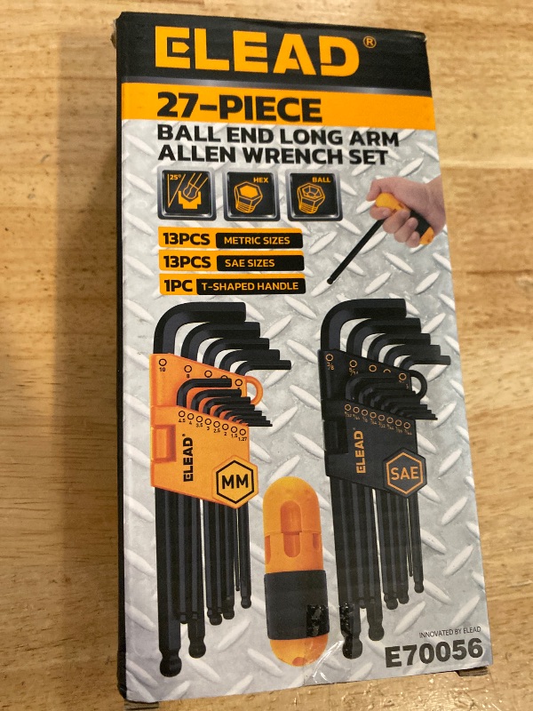 Photo 1 of ELEAD Allen Wrench Hex Key Set: Premium 27pcs Durable Hex Key Set with Grip Handle, Long and Short Arm with Ball End, Metric & SAE Size Allen Key Set, Organized Storage