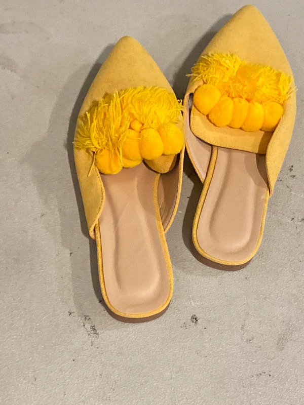 Photo 1 of Size 8.5 - Verdusa Women's Dress Shoes Slip On Flats Comfortable Pointed Toe Mules Dressy Casual Loafers Shoes Dark Yellow 8.5