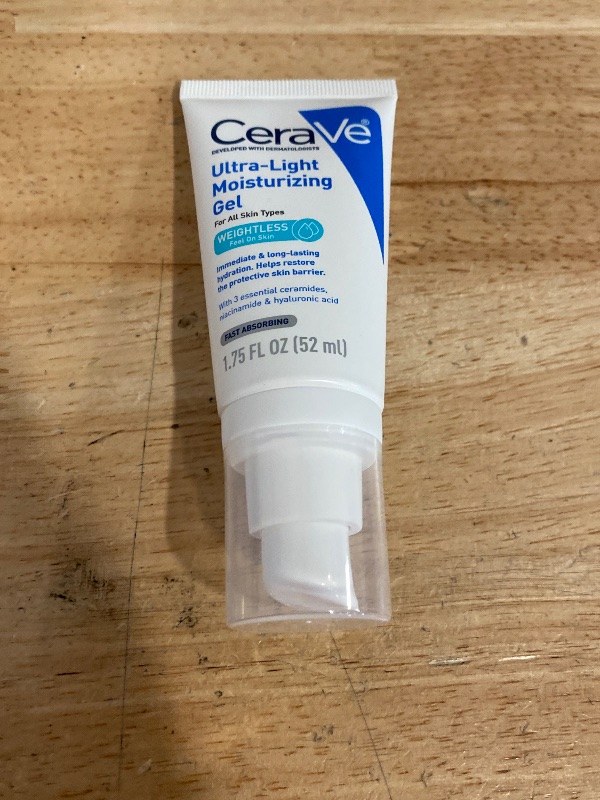 Photo 1 of CeraVe Ultra-Light Moisturizing Gel, Hydrating Gel Face Moisturizer with Ceramides, Niacinamide, Hyaluronic Acid, Fragrance Free, Oil-Free, Weightless Mattifying Moisturizer, 1.75 FL Oz