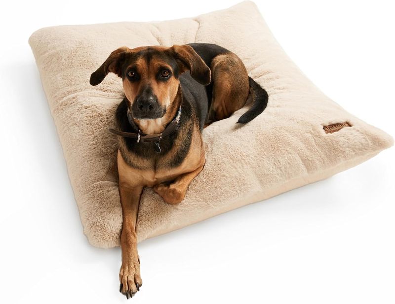 Photo 1 of UnHide Floof Pet Pillow - Extra Soft Dog Bed Pillow- Removable Faux Fur Cover - Machine Washable - Helps Ease Pet Anxiety & Provides The Perfect Sleep, 28 x 36 x 5, 10lbs - Beige