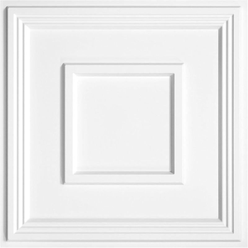 Photo 1 of STICKGOO PVC Ceiling Tiles, 2'x2' Glue Up Ceiling Panel White to Prevent Breakage Cover 48 Sq. Ft, Pack of 12 Tiles