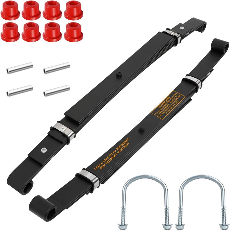 Photo 1 of Heavy Duty Rear 4-Leaf Springs Kit for Club Car Precedent 2004-Up, Tempo 2017-Up, Onward 2017-Up Golf Cart, Replaces #102509301 102513001 Included Bushing Sleeve U Bolt, Provide Smoother Ride