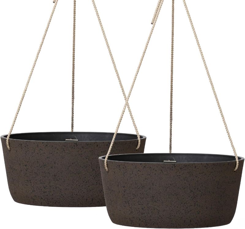 Photo 1 of La Jolie Maison Large Hanging Planters - 12 Inch Outdoor Flower Pots, Hanging Garden Planters Set of 2, Iron Color