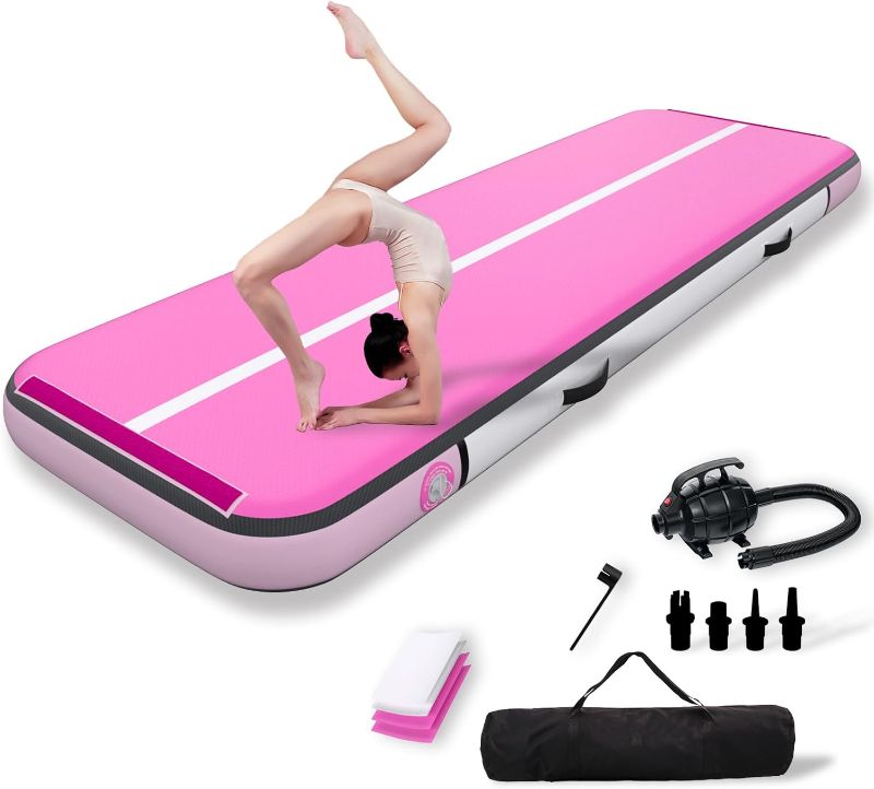 Photo 1 of Inflatable Gymnastics Mat 10ft/13ft/16ft/20ft L x3.3ft W x8" Thick Non-Slip Air tumbling Track Mat for Home & Outdoor Training | Includes Pump & Carry Bag – Durable & Safe for Kid & Adult
