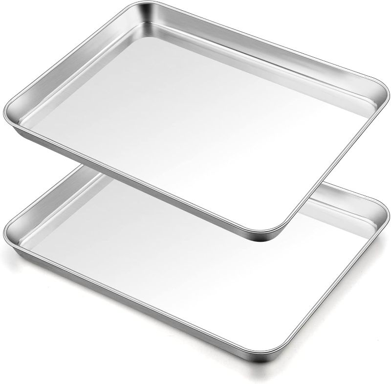 Photo 1 of TeamFar Baking Sheet, 17.6’’ x 13’’ x 1’’ Stainless Steel Large Cookie Sheet Half Baking Pans, Non-toxic & Healthy, Easy Clean & Dishwasher Safe, Heavy Duty & Sturdy- Set of 2