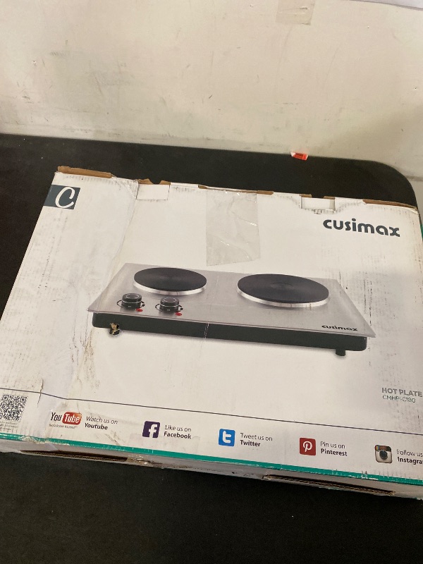 Photo 1 of CUSIMAX Hot Plate, Electric Double Burner, 1800W Cast Iron Countertop Cooktop, Portable for Cooking, Compatible for All Cookwares, Easy Clean, Upgraded Version