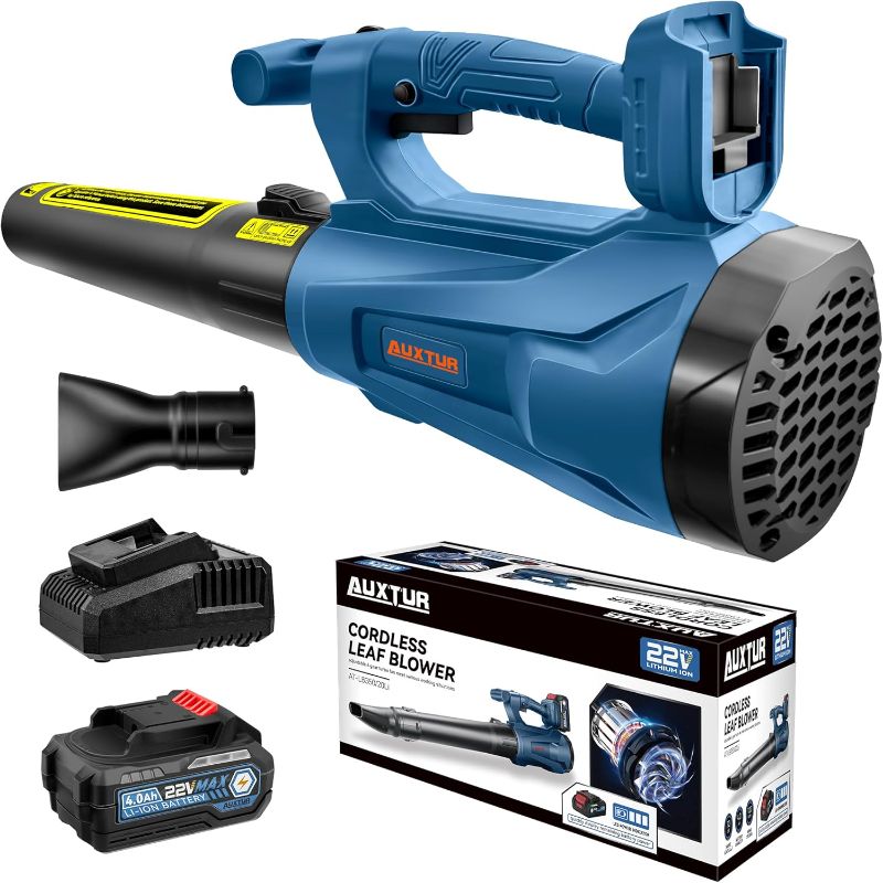 Photo 1 of Leaf Blower Cordless with 4.0Ah Battery and Charger,22V Battery Powered Elevetric Blowers for Lawn Care,350CFM/120MPH & 6 Speed Levels Blowing for Leaves, Dust, Snow,Gravel