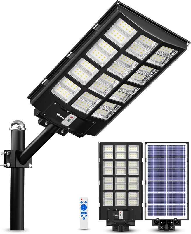 Photo 1 of Ofuray Of-5600W Solar Street Lights Outdoor,560000Lm Solar Security Flood Lights Parking Lot Lights Commercial Dusk to Dawn, 6500k Waterproof Led with Remote Control Motion for Street,Court,Barn