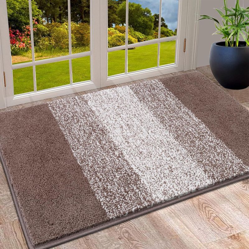 Photo 1 of Vaukki Indoor Doormat Entryway Door Rug, Non Slip Absorbent Mud Trapper Mat Inside Floor Mat, Washable Door Carpet for Entryway (24''x36'', Coffee)