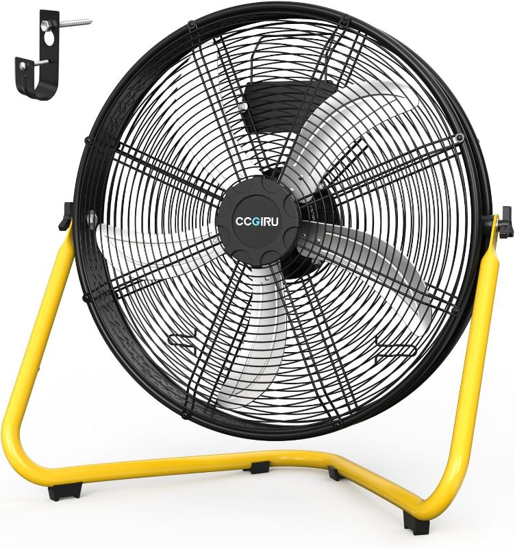 Photo 1 of 20" High Velocity Floor Fan, 5500 CFM 3-Speed Industrial Shop Fan with Wall-Mounting System,Heavy Duty Metal Fan for Workshop, Garage and Warehouse - UL Safety Listed