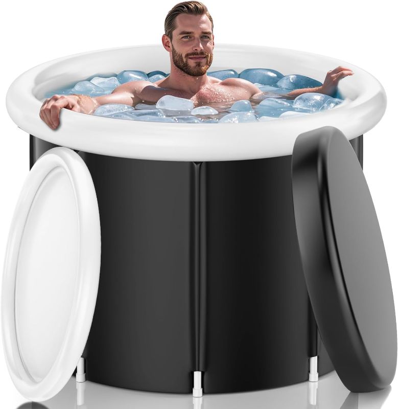 Photo 1 of 110 Gal Ice Bath Tub for Athletes - Insulated Cold Plunge Tub with Cover, XL Portable Foldable Ice Pod for Home, Gym & Outdoor Recovery, Cold Therapy Tub, Black