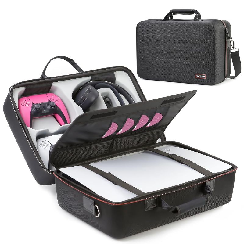 Photo 1 of AYGOZIY Carrying Case for PS5, Hard Shell Travel Case for PS5/PS4 Disc&Digital Edition, Protective Storage Bag Holds Playstation 5 Console, Headset, DualSense Controllers and Other Accessories