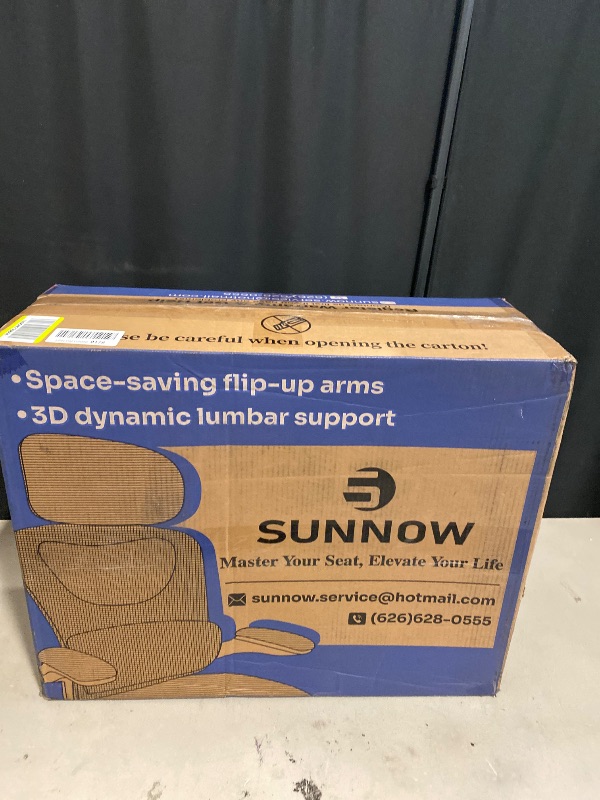 Photo 1 of SUNNOW Ergonomic Office Chair, Comfy Mesh Desk Chair, High Back Computer Gaming Chairs with Adjustable Lumbar Support, Flip-Up Arms, Headrest, Tilt Function, Wide Cushion, Swivel Wheel, BIFMA Quality