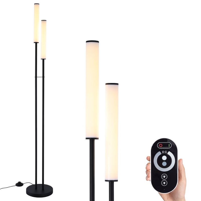 Photo 1 of ZEROUNO LED floor lamp, modern floor lamp with remote control and continuous dimmable, 2 lights with foot switch, brightness adjustable floor lamp for living room, bedroom, study. 