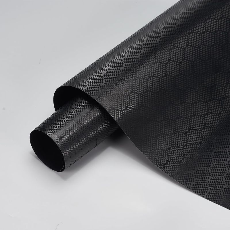Photo 1 of Black Honeycomb Pattern Carbon Fiber Car Vinyl Wrap Roll Black Carbon Fiber Matte Finish Car Body Protective Film for Vehicle Exterior Decoration, 59.84" x 7.87"