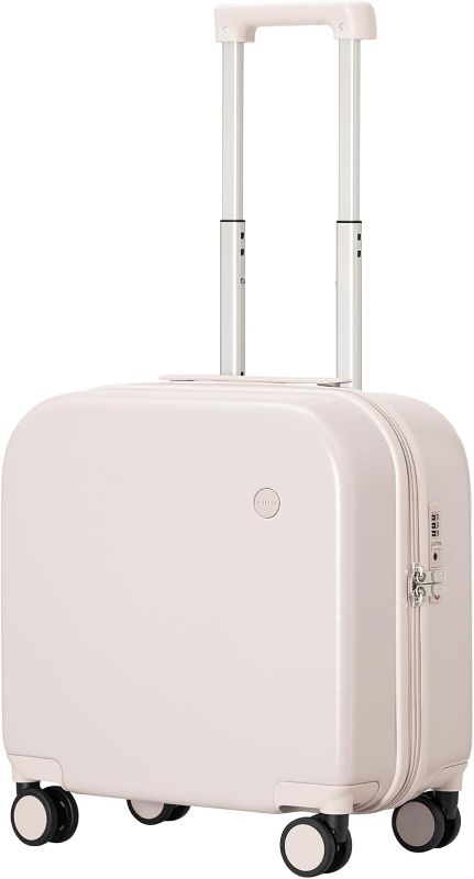 Photo 1 of mixi Carry on Luggage, Suitcase with Spinner Wheels 16in Luggage Hardshell Lightweight Rolling Suitcases PC with Cover & TSA Lock, Off White Slight Pink
