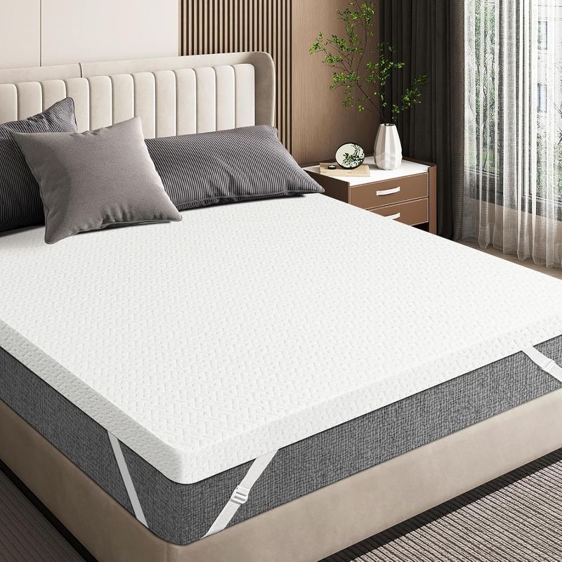 Photo 1 of 3 Inch Gel Memory Foam Mattress Topper Queen, Cooling Mattress Topper with Removable & Washable Bamboo Cover, CertiPUR-US Certified