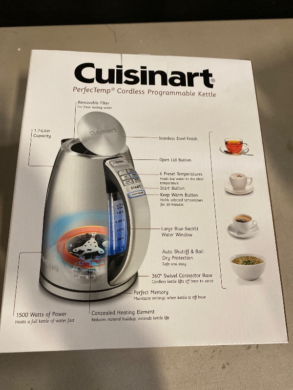 Photo 1 of Cuisinart 1.7-Liter Stainless Steel Cordless Electric Kettle with 6 Preset Temperatures