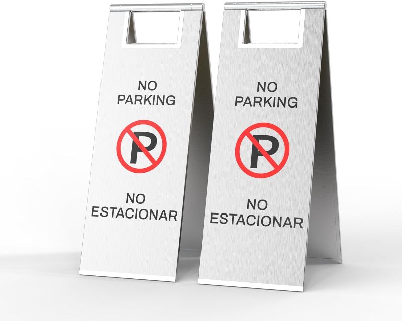 Photo 1 of Stainless Steel No Parking Sign Portable Foldable Handle 2-Pack