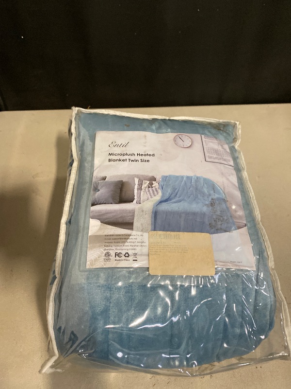 Photo 1 of Entil Electric Heated Blanket Twin Size with 4 Heating Levels & 10H Auto-off Timer, Machine Washable, Blue