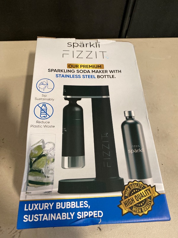Photo 1 of Fizzit Spärklï Carbonated Water Soda Maker with Stainless Steel Bottle Included,Dishwasher Safe (Sparkli-Black)