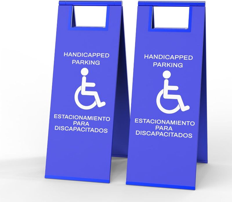Photo 1 of Stainless Steel Handicapped Parking Sign Portable Foldable Sign - 2Pack