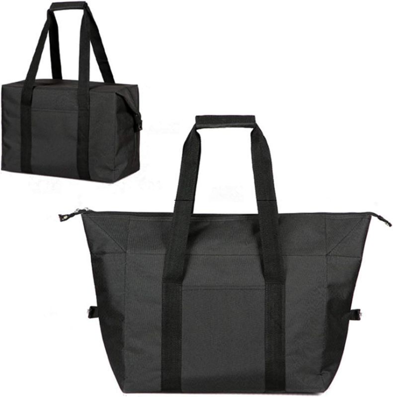Photo 1 of Reusable Insulated Grocery Picnic Cooler Bags with Zipper, Thermal Tote Shopping Bags for Travel, or Lunch, Camping, Beach Food Frozen, Black