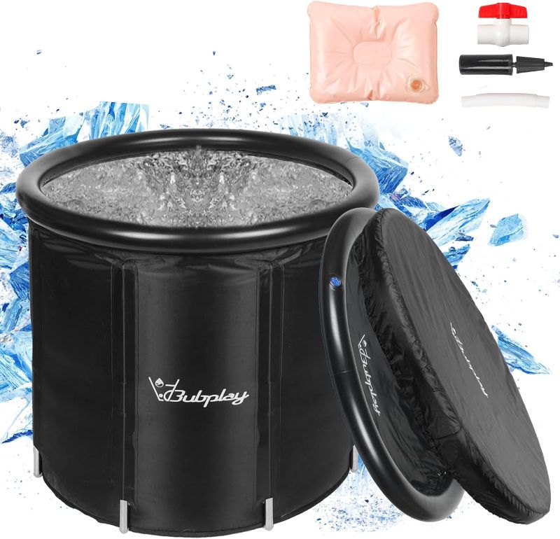 Photo 1 of XL Ice Bath Tub for Athletes & Adults - 105 Gallons Ice Tub, Cold Plunge Tub with Cover for Indoor Outdoor, Ice Plunge Tub for Recovery & Cold Water Therapy - Black