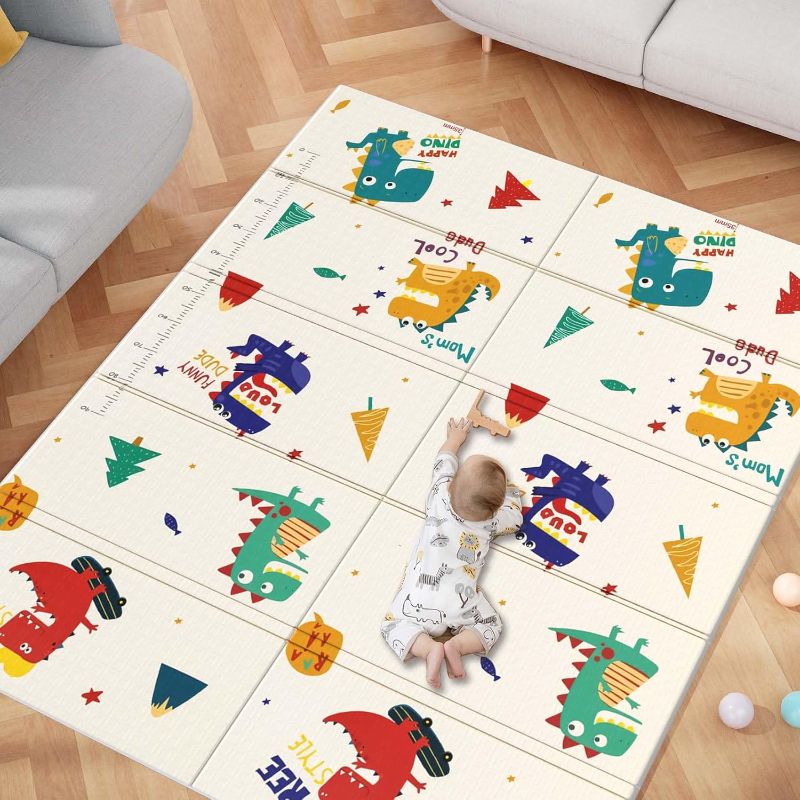 Photo 1 of Baby Play Mat,74" x 50" Baby Playmat for Playpen,Foldable Double-Sided Pattern Play Mat for Infants,Anti-Slip Baby Crawling Play Mat for Indoor and Outdoor