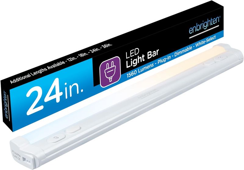 Photo 1 of Enbrighten 24 inch Plug-in Under Cabinet Lights, 1560 Lumens, Five White Settings from (2700K-6500K), Full Range Dimmable, One-Touch Sync Control, Linkable Under Counter Lights for Kitchen 82786-T1