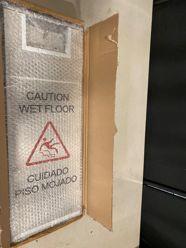 Photo 1 of Stainless Steel Wet Floor Sign 2 Pack, 24 Inch Double-Sided Foldable Caution Sign with Handle, 8.8 lb Bilingual Warning for Restaurant, Office, Commercial Cleaning Use, Silver