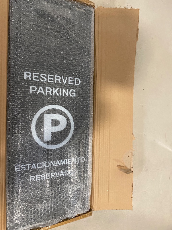Photo 1 of Reserved Parking Sign – Foldable Heavy Duty Plastic A-Frame with Bold “P” Symbol, Bilingual English & Spanish – 24" Tall Reserved Spot Marker for Storefront, Driveway, Garage – Black