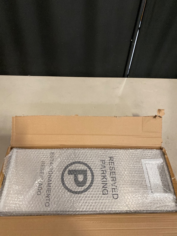 Photo 1 of Reserved Parking Sign – Foldable Heavy Duty Plastic A-Frame with Bold “P” Symbol, Bilingual English & Spanish – 24" Tall Reserved Spot Marker for Storefront, Driveway, Garage – Silver
