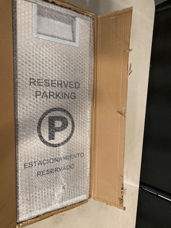 Photo 1 of Reserved Parking Sign – Foldable Heavy Duty Plastic A-Frame with Bold “P” Symbol, Bilingual English & Spanish – 24" Tall Reserved Spot Marker for Storefront, Driveway, Garage – Silver