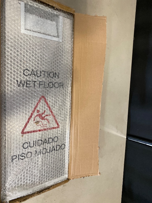 Photo 1 of Stainless Steel Wet Floor Sign 2 Pack, 24 Inch Double-Sided Foldable Caution Sign with Handle, 8.8 lb Bilingual Warning for Restaurant, Office, Commercial Cleaning Use, Silver
