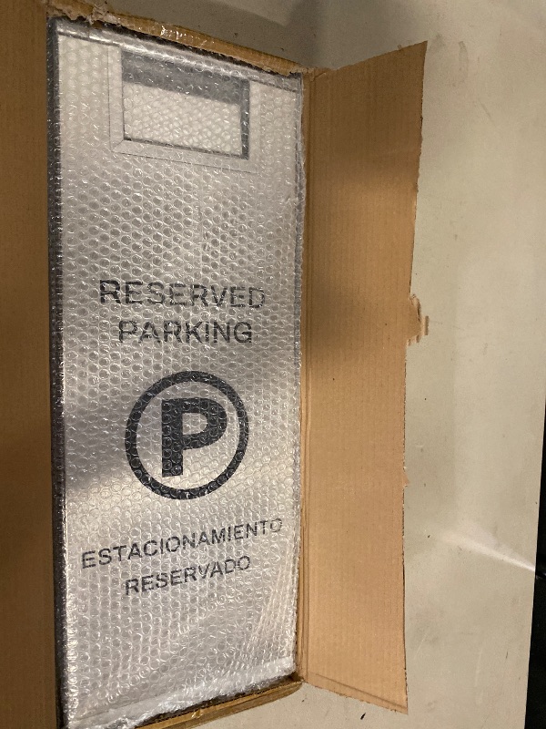 Photo 1 of Reserved Parking Sign – Foldable Heavy Duty Plastic A-Frame with Bold “P” Symbol, Bilingual English & Spanish – 24" Tall Reserved Spot Marker for Storefront, Driveway, Garage – Silver