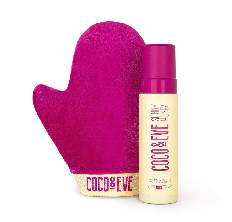 Photo 1 of Coco & Eve Self Tanner Mousse Kit - All Natural| Sunless Instant Tanning Lotion with Bronzer & Mitt Applicator | Sunny Honey Bali Bronzing Kit (Ultra Dark)