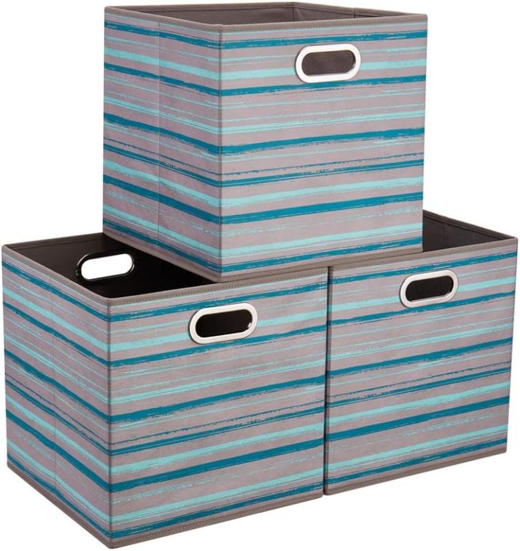 Photo 1 of HSDT3 Cube Storage Bins Teal Stripes Gradient Lines 10.5x10.5x11 Inch Foldable Whale Coastal Print Fabric Half Storage Basketes for Home Organizers Storage Drawer,QY-SC12-3,Navy Blue-Whale(Set of 6)
