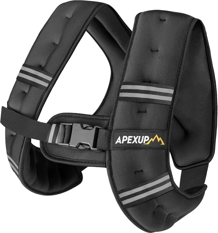 Photo 1 of APEXUP Weighted Vest with 5lbs/10lbs/15lbs/20lbs/25lbs/30lbs Weights and Reflective Stripe, Weight Vest Men Women for Workout, Strength Training, Running