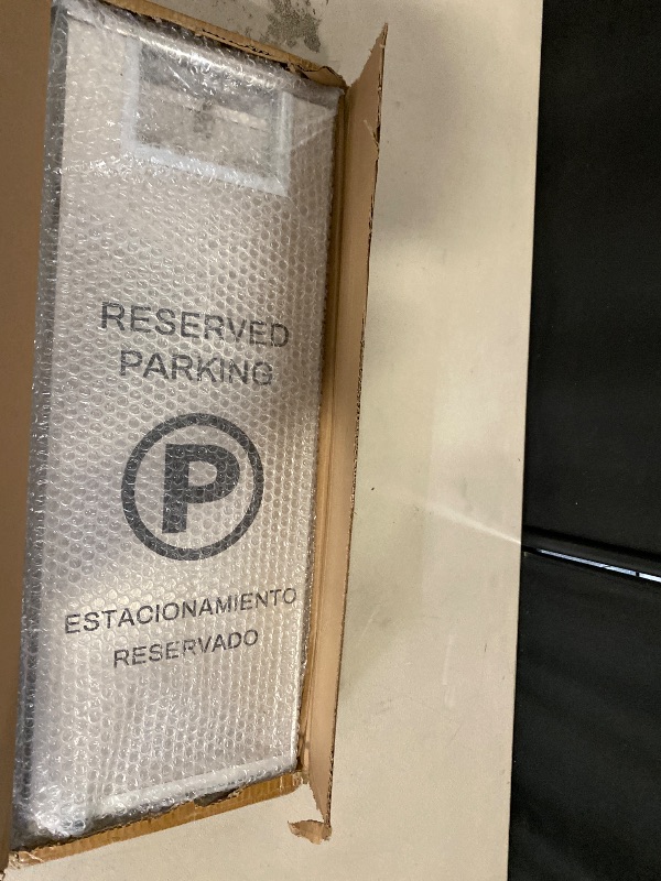 Photo 1 of Reserved Parking Sign – Foldable Heavy Duty Plastic A-Frame with Bold “P” Symbol, Bilingual English & Spanish – 24" Tall Reserved Spot Marker for Storefront, Driveway, Garage – Silver