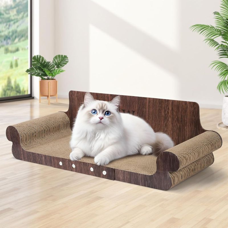 Photo 1 of Extra Large Cat Scratcher Bed, 32 Inch Cat Scratching Board Cat Couch, Durable Cardboard Cat Scratcher Lounger, Modern Stylish Cats Bed for Indoor Cats, Furniture Protector
