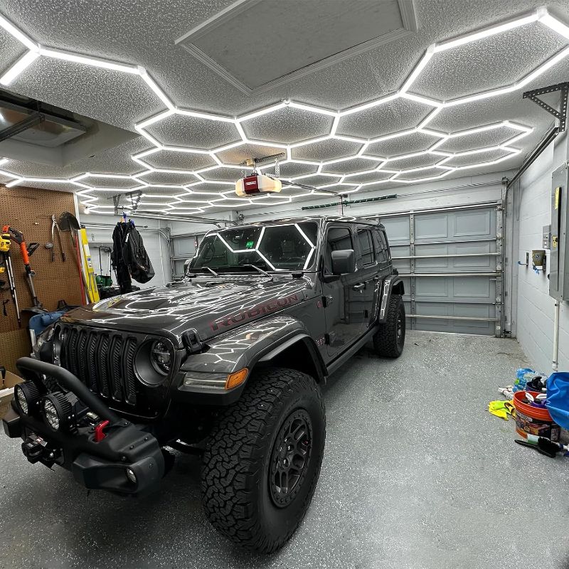 Photo 1 of Updated Hexagon Garage Light: 79200LM Super Bright Hexagon Garage LED Light, 5000K Natural White, 75 Packs LED Light Car Detailing Ceiling Shop Lights for Warehouse Basement Gym Barbershop Salon