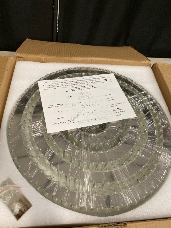 Photo 1 of A Million Crystal Ceiling Fan with Light, 42inch Crystal Chandelier with Retractable Blades and Remote, 3 Speeds 3 Color Change Silent Motor Lighting Fixture (Sliver) Silver