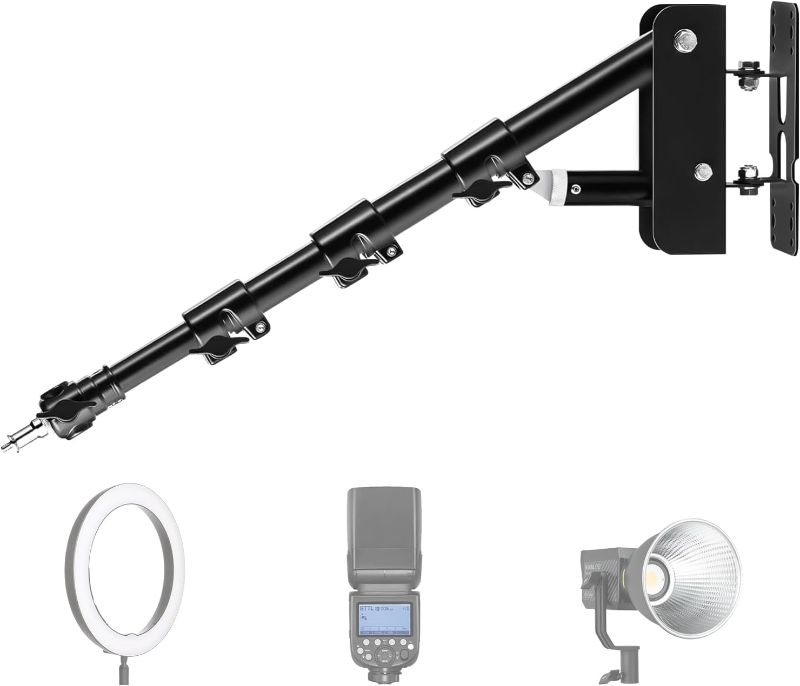 Photo 1 of Takerers Ring Light Wall Mount, 3.6ft /43 inch Wall Ring Light Mount,180º Flexible Rotation, Triangle Boom Arm with 3/8 & 1/4 Screw for Photography Light, Monolight, Softbox, Umbrella, Reflector
