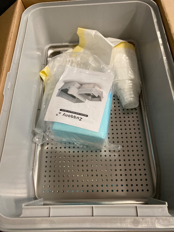 Photo 1 of FURTIME Stainless Steel Litter Box with Lid, XL Metal Cat Litter Box for Big Cats, Extra Large Box High Sided, Non-Sticky, Easy to Clean, Anti-Urine Leakage, Include Metal Litter Scoop